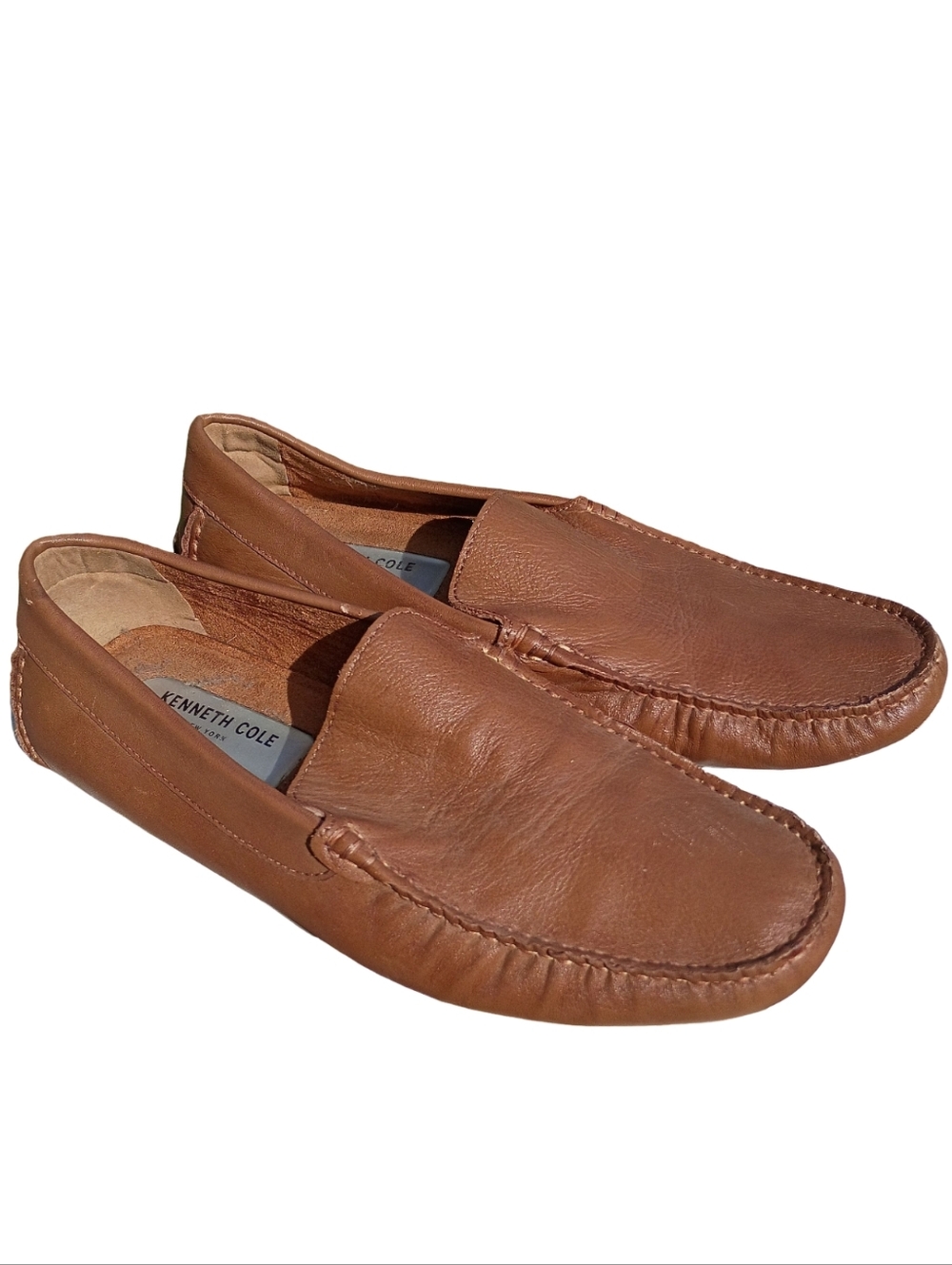 Kenneth Cole Cognac Brown Leather Slip-On Loafers